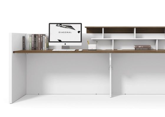 Linz Ⅱ Reception Desk with 2886 mm Length Minimalist White Color and Hidden Divided Grids