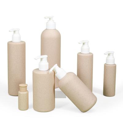 30ml-500ml Capacity Empty Cosmetic Shampoo Pump Packaging Wheat Straw Biodegradable Plastic Bottle