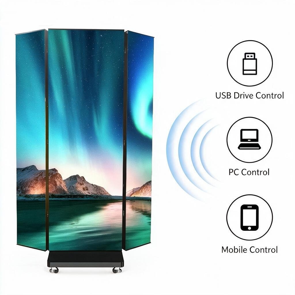 High Definition LED Advertising Machine Multi Angle Tri Fold LED Display
