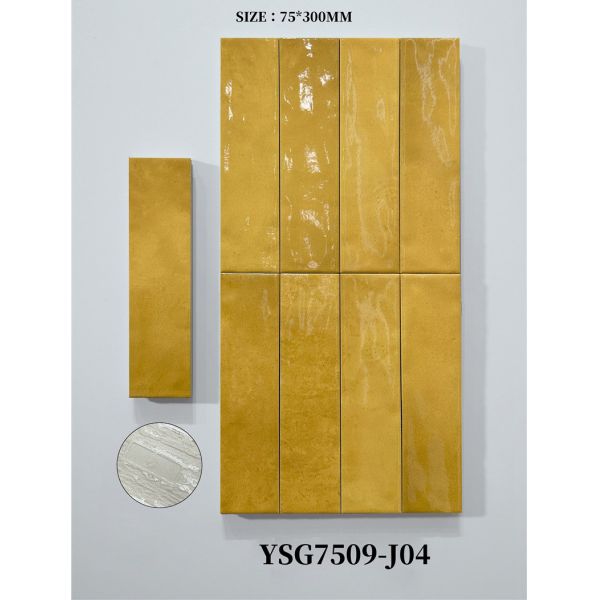 Waterproof Blue 75x300mm Glossy Indoor Ceramic Wall Tiles For Office and Bathroom