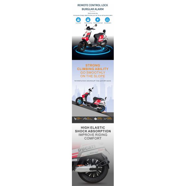 Commercial Light Electric Motorcycle Scooter For Adults 30 Mph Custom