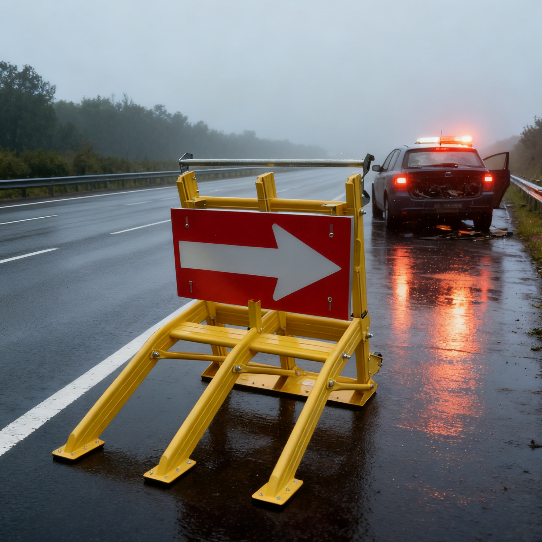 25kg Lightweight Portable Vehicle Barricades with Foldable Design and High-Visibility Yellow for Road Construction Safety