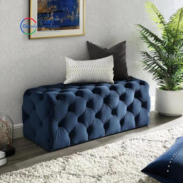 BB2009 Minimalist Bedroom Furniture Nordic Foot Rest Pink Fabric Stool Long Square Bed End Stool Bench