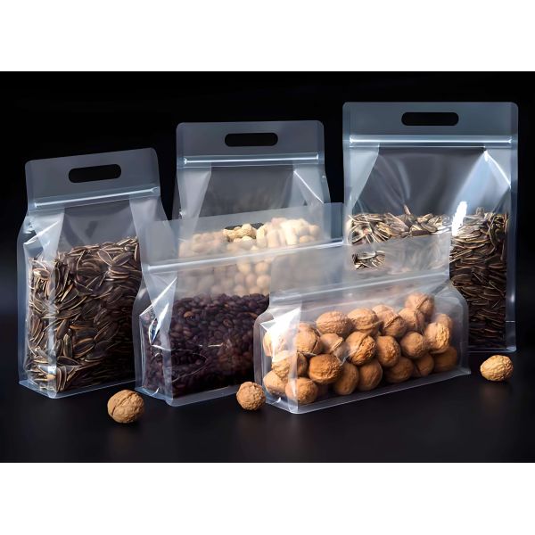 Transparent Plastic Ziplock Bag Gusset Flat Bottom Stand up Bag 250g 500g 1000g Tea Bag Dry Fruit Food Package