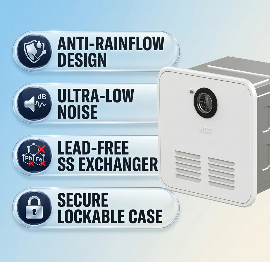 Outdoor RV Gas Water Heater 65000-80000BTU Customizable With Anti Rain Backflow