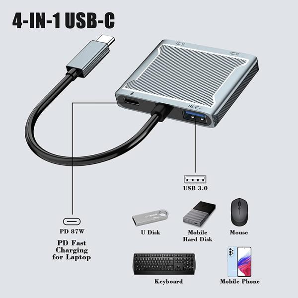 USB C Type C Interface Connector Dual HDMI Adapter 4K 4 In 1 USB 3.0 Hub For Laptop