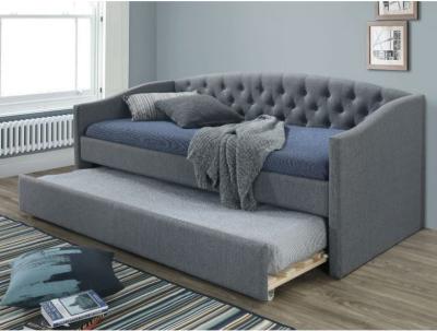 SUNNY Single 190X200 empenachó el Daybed con la ruedecilla Grey Upholstered Daybed