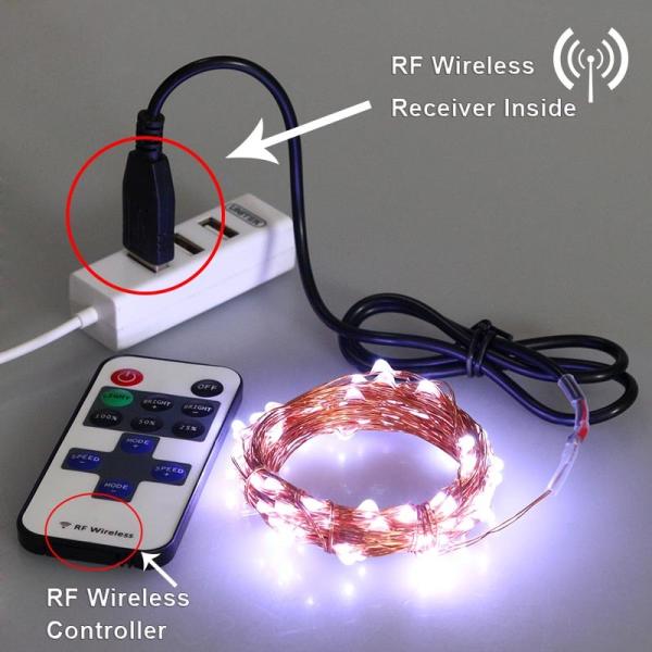 10m 100 LED  Multi-Color Mini USB Remote Control String Lights For Christmas, Party, Festival Decoraction