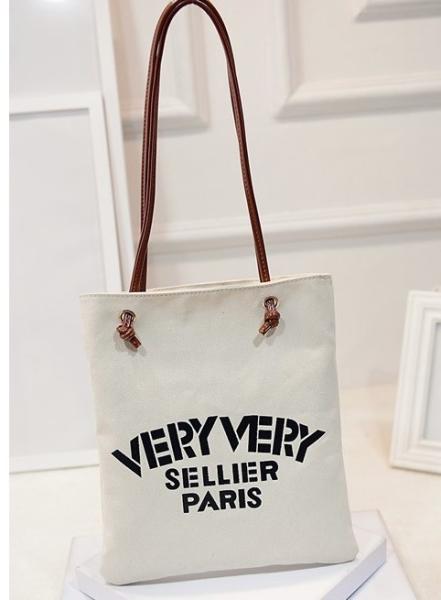 Canvas shoulder bag leisure female bag bucket casual Korean version of the hand-held fashion trend letter