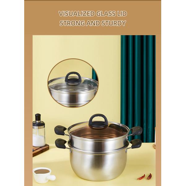 Factory Price Silver Two Layers Stainless Steel Saucepot Food Steamer Pots Soup Pot With Glass Lid