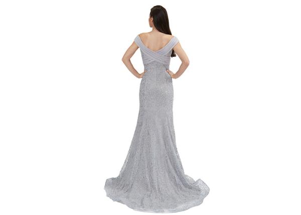 Sexy Backless Elegant Long Wedding Dresses , Regular Sleeve Beige Evening Gowns