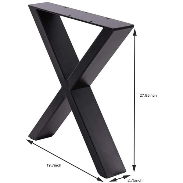 X Shaped Frame Legs for Black Industrial Rustic Metal Dining Table in Office Interior