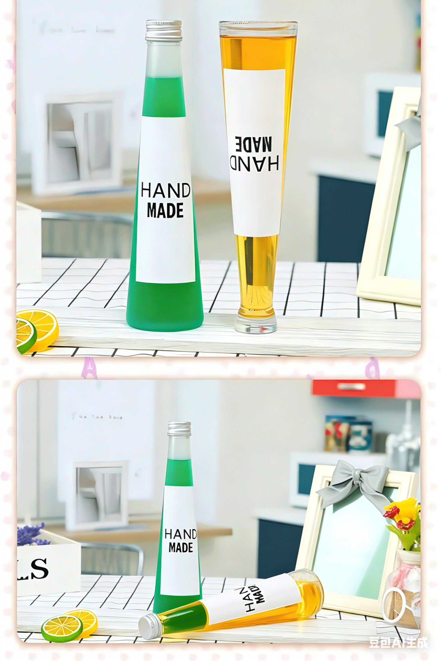 Conical Shape Clear Transparent Glass Juice Bottle Reusable Eco Friendly Beverage Container 250ml 330ml