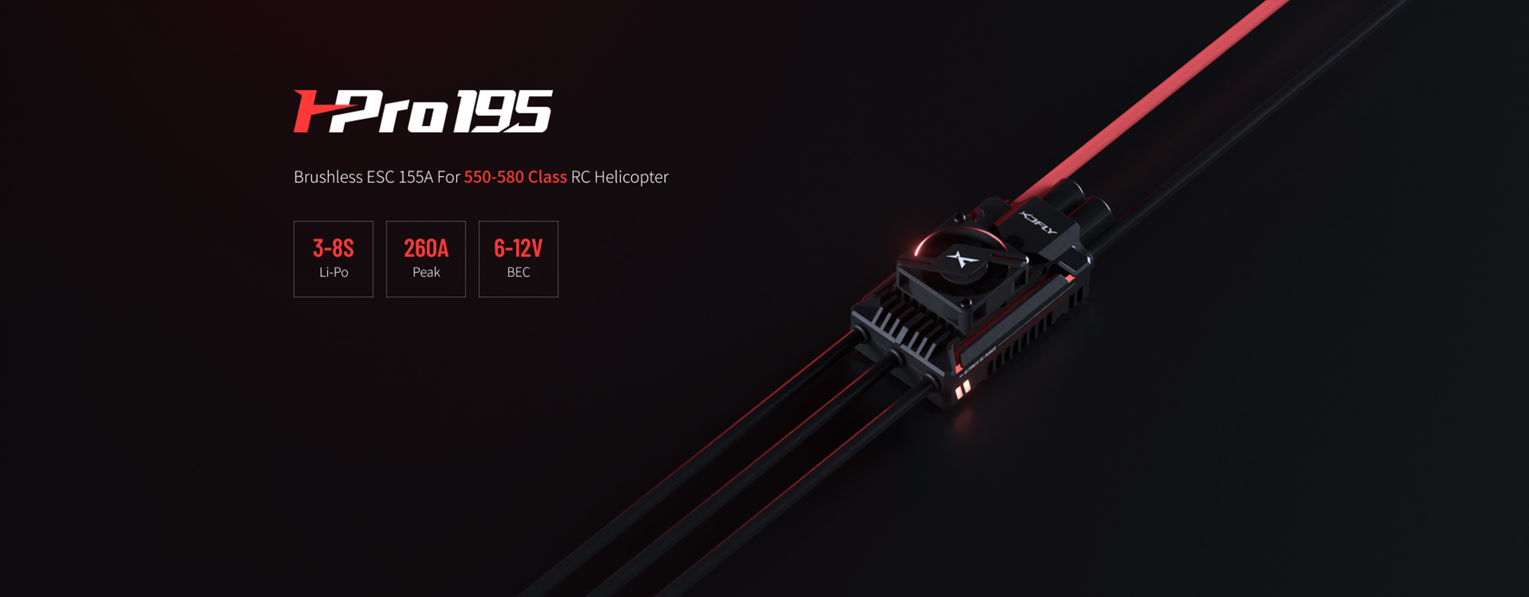 XDFly 195A HV SBEC 32 Bit G4 6-14S ESC For 600-700 RC Helicopter