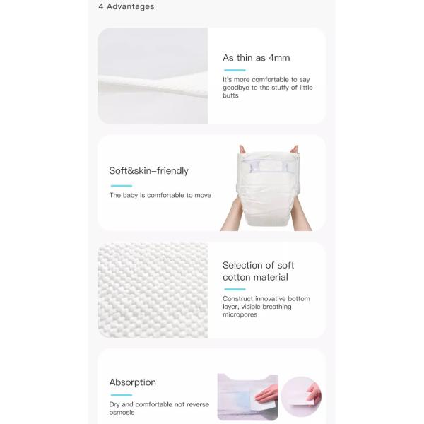 Wholesale Ultra Soft super absorb Disposable Baby Diapers With Breathable Backsheet