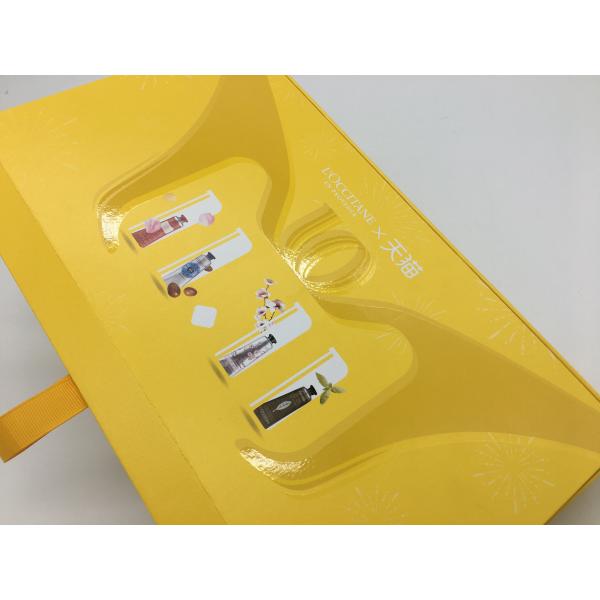 Yellow Luxury Cosmetic Box Packaging For Hand Cream Full Printing 322x175x43mm