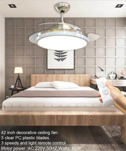 Economia de energia com controle remoto silencioso Luz de ventilador de teto LED com corpo de lâmpada de 2 metais
