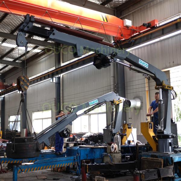 Offshore Folding Boom 1t Crane Grab Bucket For Vessel Deck