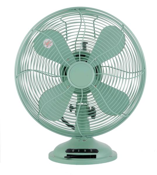 35W Green Antique Desk Fans Metal , 3 Speed Vintage Style Table Top Fan