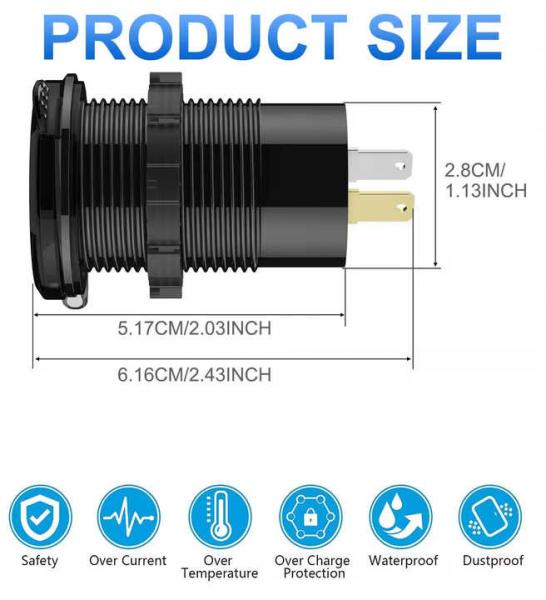Display de tensión para cargador de automóviles de USB de doble QC30 PD de 72 W grado industrial