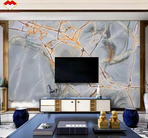 Blue Roma Quartzite Big Slab Suitable for Hotel Interior Wall and Kitchen Countertop