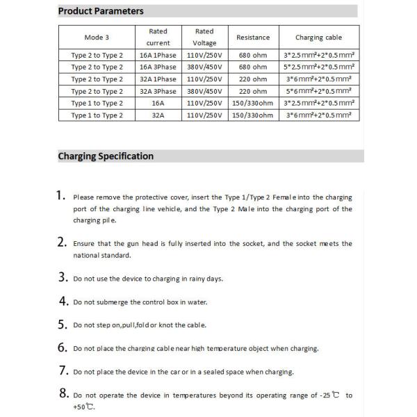 250V 32A Double Headed EV Charging Gun With 5m Copper PVC Cable