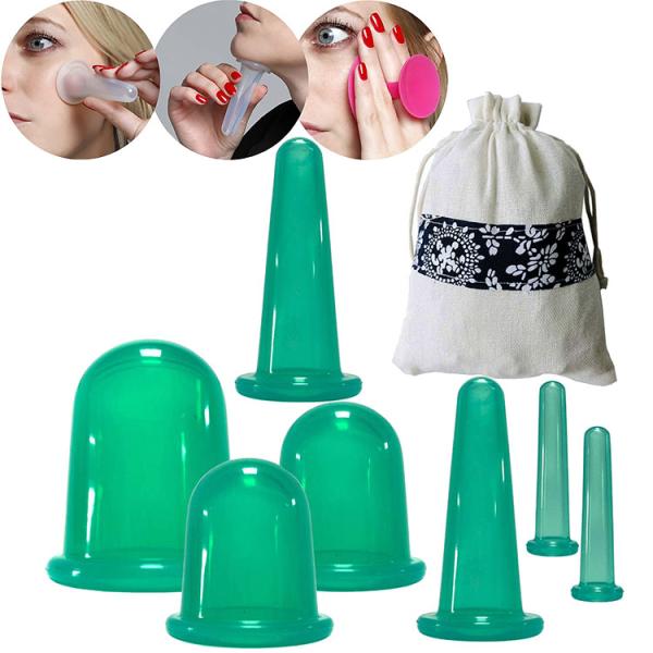 7 Piece Silicone Cupping Set for Body and Face Vacuum Cup Face Massager Tools