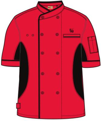 Standard Size Mens Chef Coat , Red Black Polyester Chef Works Jackets