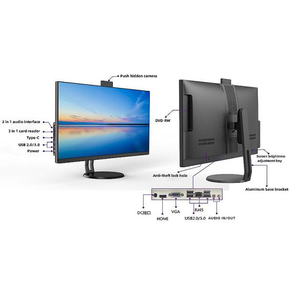 Домашний офис HD IPS Aio настольный ПК DVD 27 Все в одном настольном компьютере