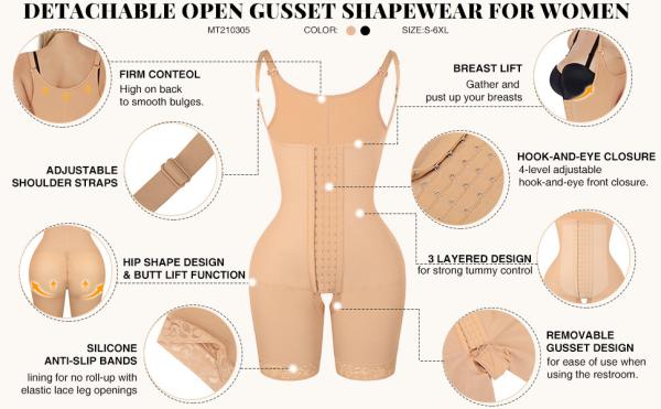 Compression Seamless High Colombian Women Shapewear Bodysuit Thigh Shaper 5XL BBL HEXIN