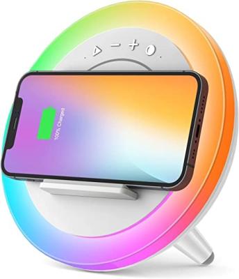 10W Multicolor Wireless Charging Night Light With Bluetooth Speaker