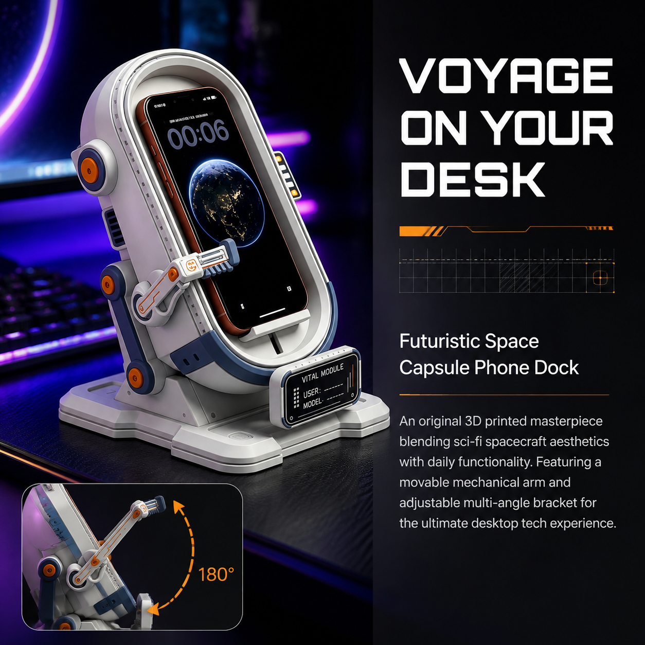 Futuristic Custom 3d Printing Space Station Car Phone Holder For Vehicle Interior