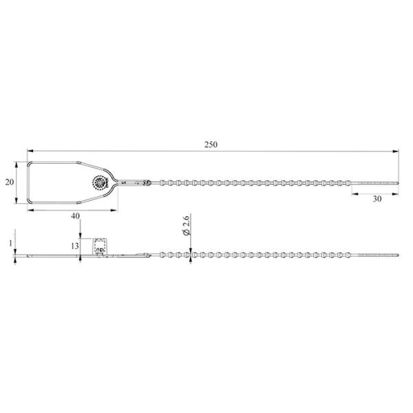 250mm Length Plastic Security Seals with  Pull Tight Sealing for Security