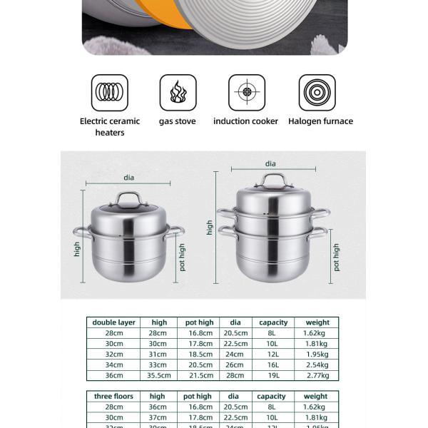 New Product 304 Stainless Steel Steamer Pot Soup Set Stainless Steel Cooker Cooking Soup Pot Steamer Pot