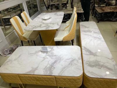 Artificial Marble Tv Stand Coffee Table Set , Glossy White Coffee Table With Chairs
