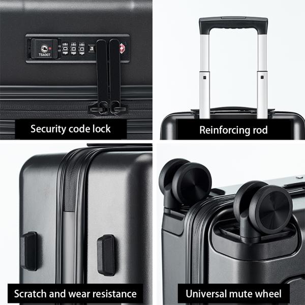 Bagage à main à coque rigide à ouverture frontale à accès rapide avec serrure à mot de passe pour voyages d'affaires et réunions