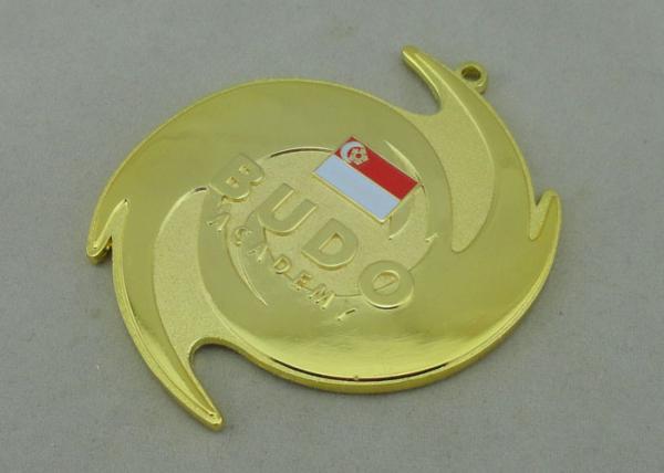 3D Die Cast Medals For Budo Academy / Zinc Alloy With Gold Plating
