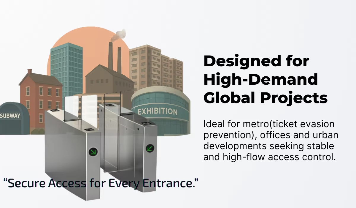 High-Security Anti-Fare Evasion Sliding Barrier Gate with BLDC Motor and Bi-directional Access Control Turnstile