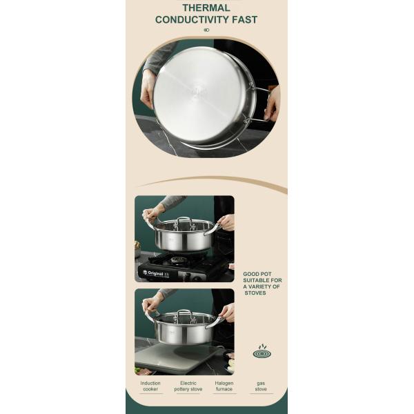 Chinese Stainless Steel 2 Compartment Induction Cooker 26cm Hot Stock Pots with Cover