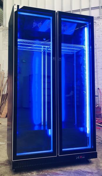 Double Door Upright Display Fridge Bar Cold Drink Beer Display Cooler With LED Lights