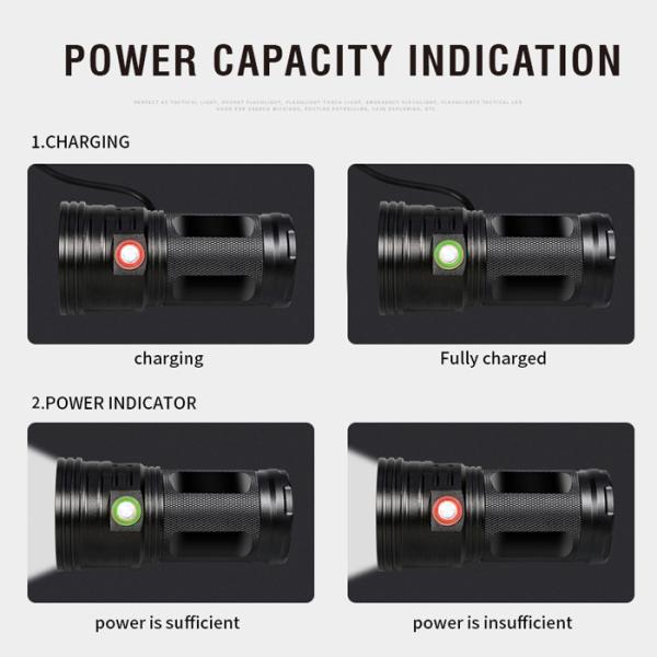 IPX5 Ultra Bright LED Flashlight Handheld Worklight 300m-500m Distance 3.7V