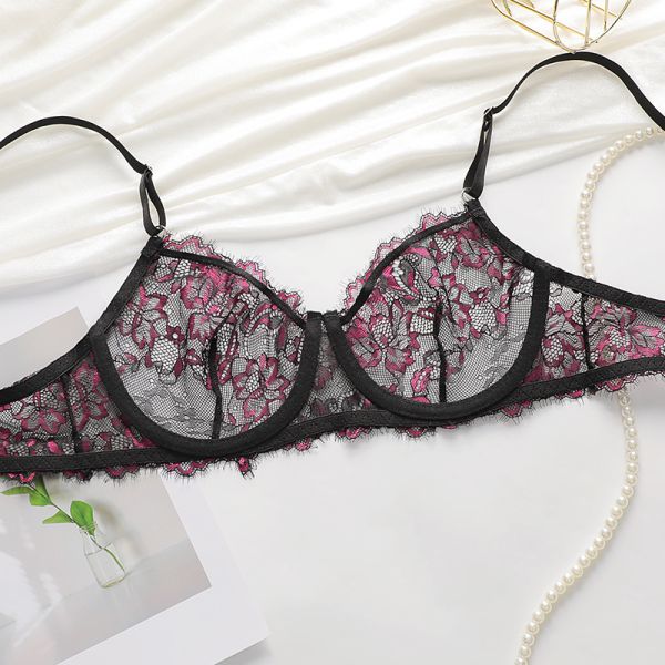 Female New Arrival Underwear Set Lace Underwear Thin Style Big Chest Small Panties Bra Set Supply