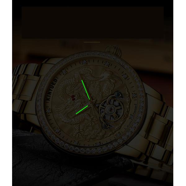 KINYUED watches men wrist Automatic Mechanical Movement stainless steel band custom logo