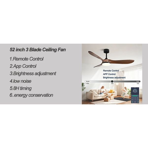Luxury Ceiling Fan Light Remote LED Electric Fan Light with glass lampshade metal Stealth Fan Light (WH-VLL-28)
