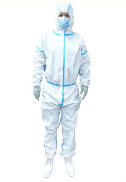 Resistente químico de pouco peso do vestido descartável encapuçado branco do isolamento