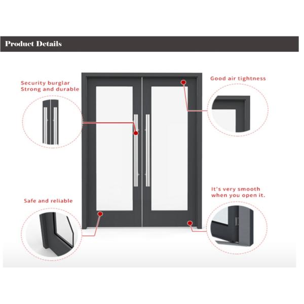 Reflective Double Glass Aluminium Swing Door Aluminium Spring Doors for Hotel Lobby