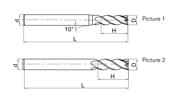 4- Flute Unequal Pitch Flattened Carbide Flat End Mill UM - 4E - D4.0S AITiN Coated