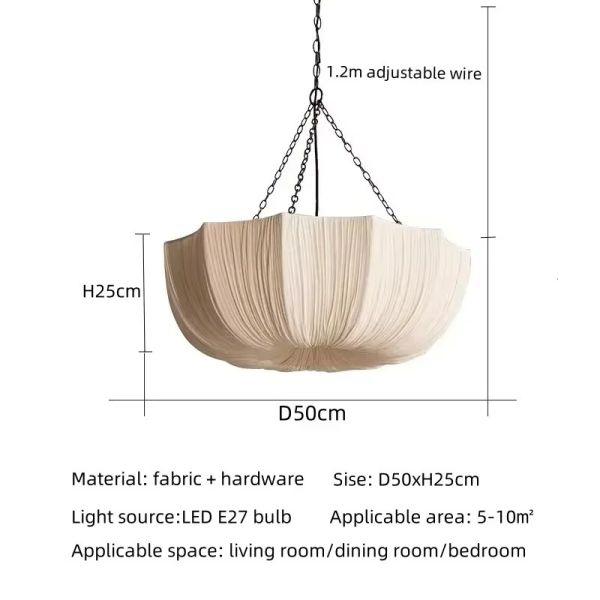 Living Dining Room Chandelier Lighting Wabi Sabi Retro Fabric Pendant Lights (WH-VP-308)