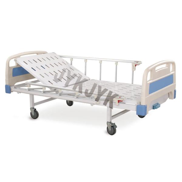 Lit d'hôpital inclinable réglable à manivelle manuelle avec quatre roulettes en acier revêtu d'époxy