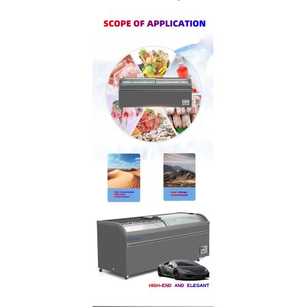 Commercial Display EU Island Chest Freezer Manual Temperature Control